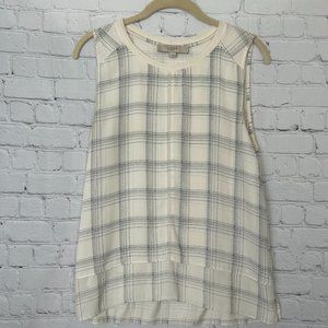 Loft Women's Plaid Tank Top, Color: White/Black, Size: Small